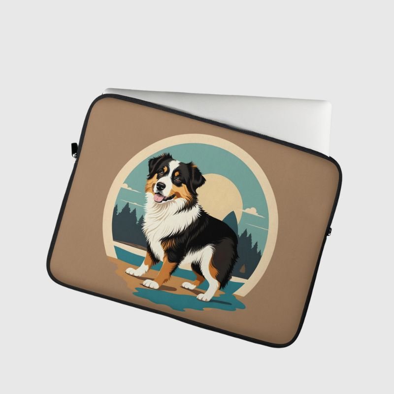 Australian Shepherd at Sunset Laptop Sleeve - Funny Nikko