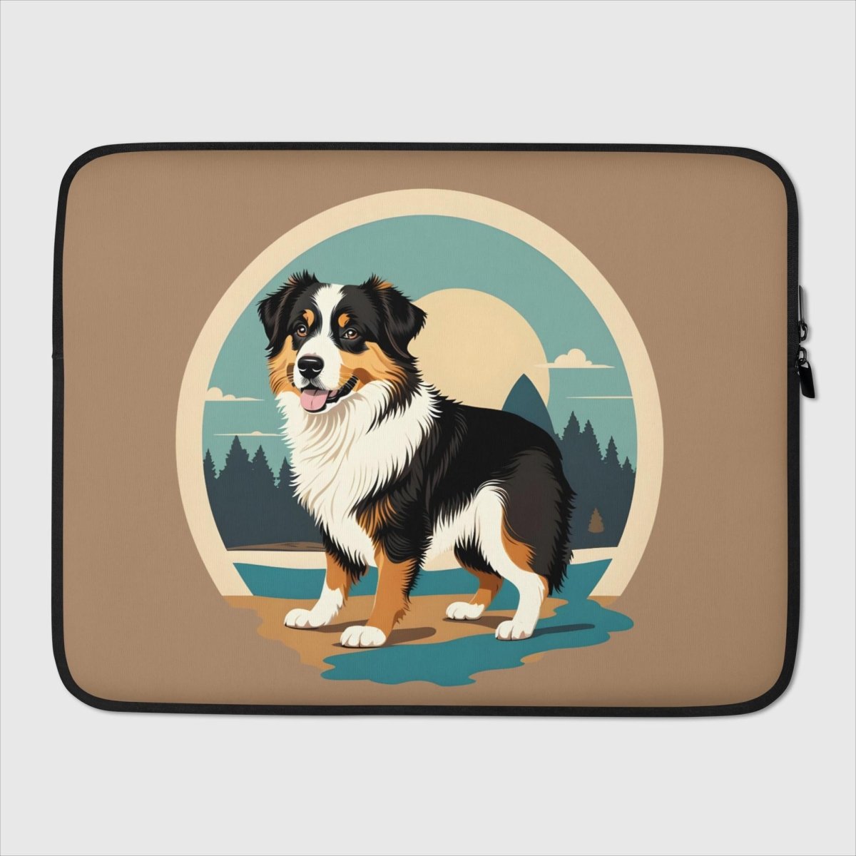 Australian Shepherd at Sunset Laptop Sleeve - Funny Nikko