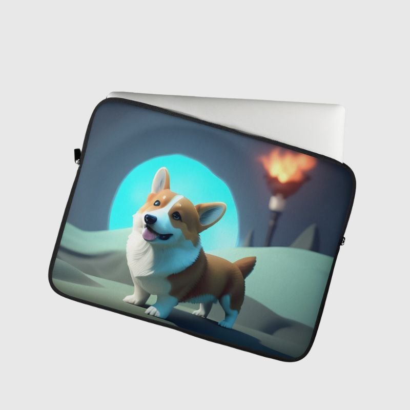 Corgi's Adventures Planet Laptop Sleeve - Funny Nikko