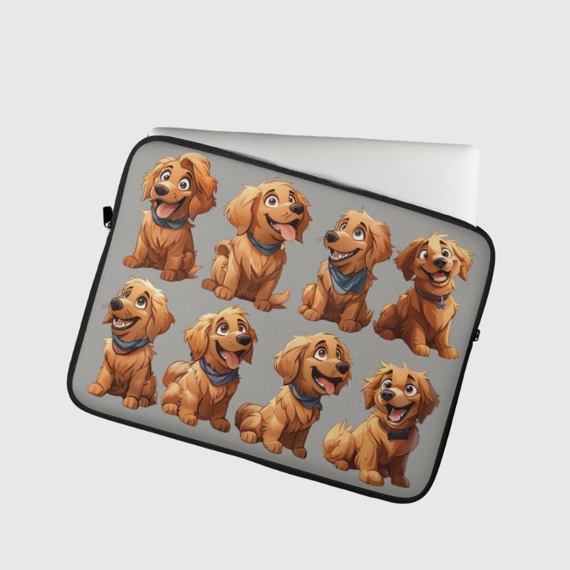 Eight Golden Puppies Laptop Sleeve - Funny Nikko