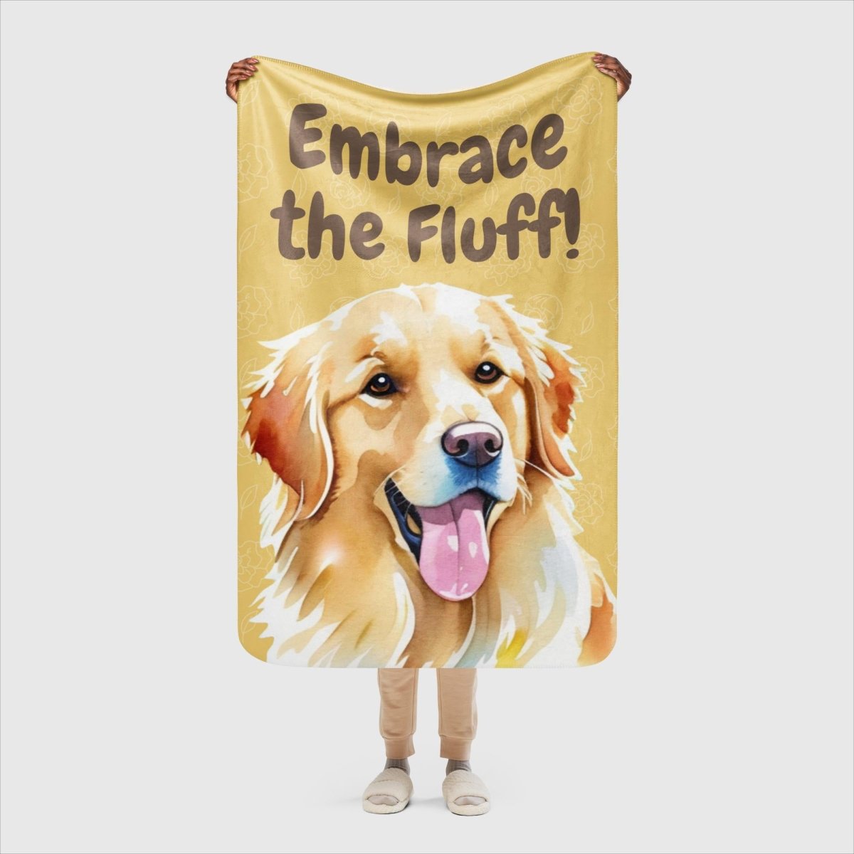 Embrace the Fluff Golden Retriever Yellow Throw Blanket - Funny Nikko
