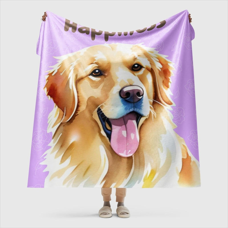 Fluffy Happiness Golden Retriever Purple Sherpa blanket - Funny Nikko