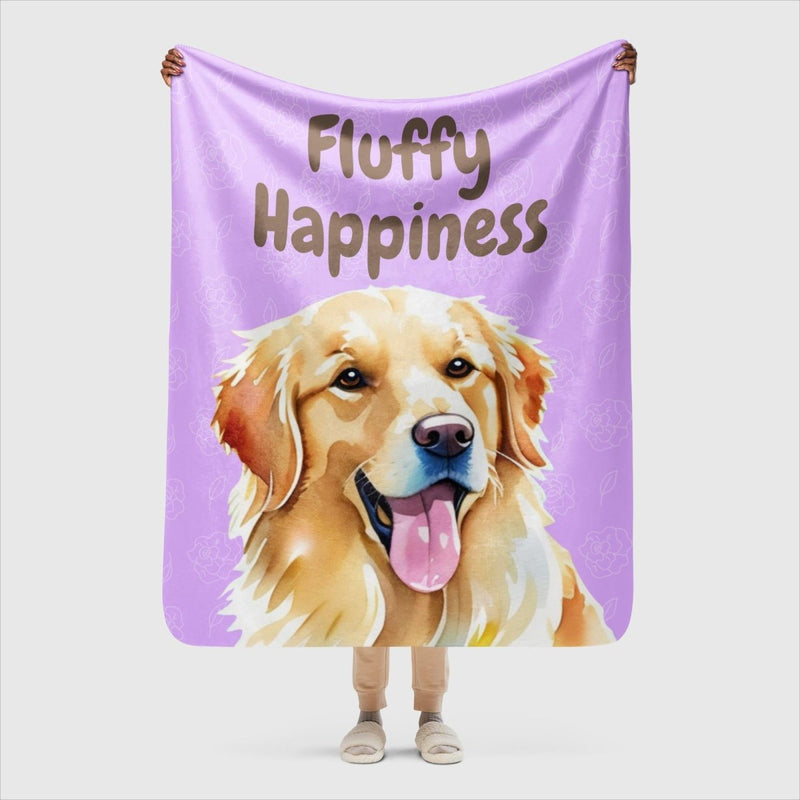 Fluffy Happiness Golden Retriever Purple Sherpa blanket - Funny Nikko