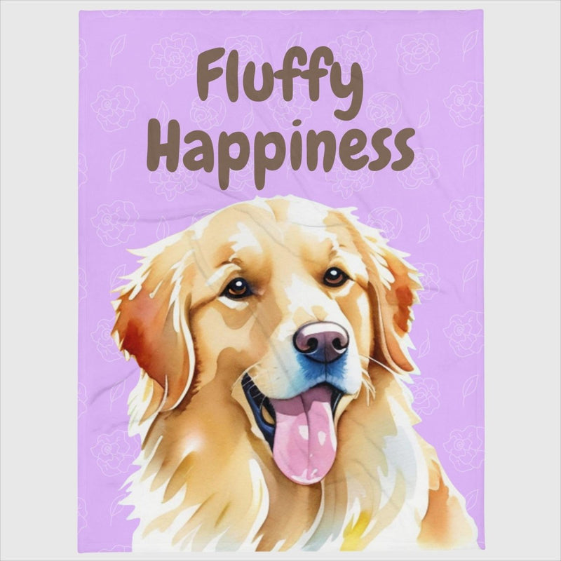 Fluffy Happiness Golden Retriever Purple Throw Blanket - Funny Nikko