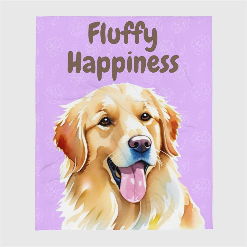 Fluffy Happiness Golden Retriever Purple Throw Blanket - Funny Nikko