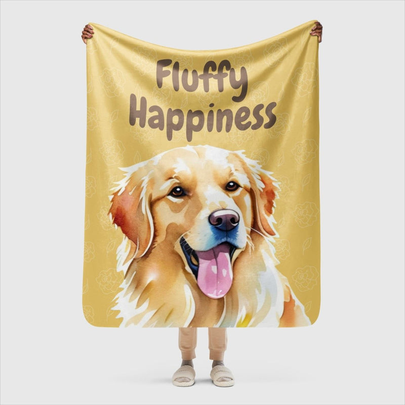 Fluffy Happiness Golden Retriever Yellow Sherpa blanket - Funny Nikko