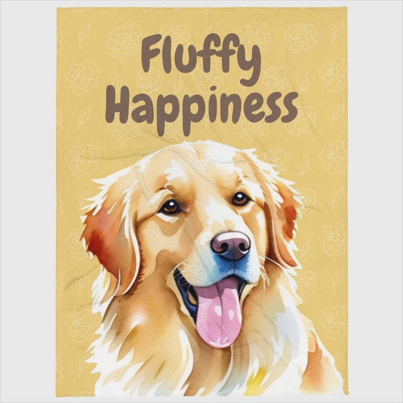 Fluffy Happiness Golden Retriever Yellow Throw Blanket - Funny Nikko