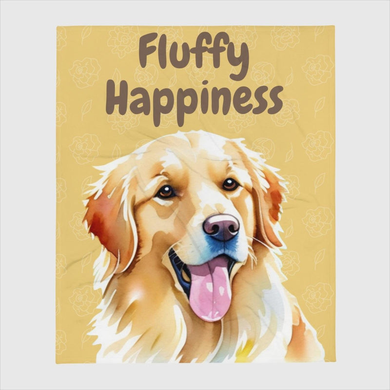 Fluffy Happiness Golden Retriever Yellow Throw Blanket - Funny Nikko