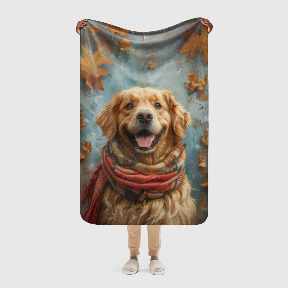 Golden Retriever Autumn Sherpa blanket - Funny Nikko