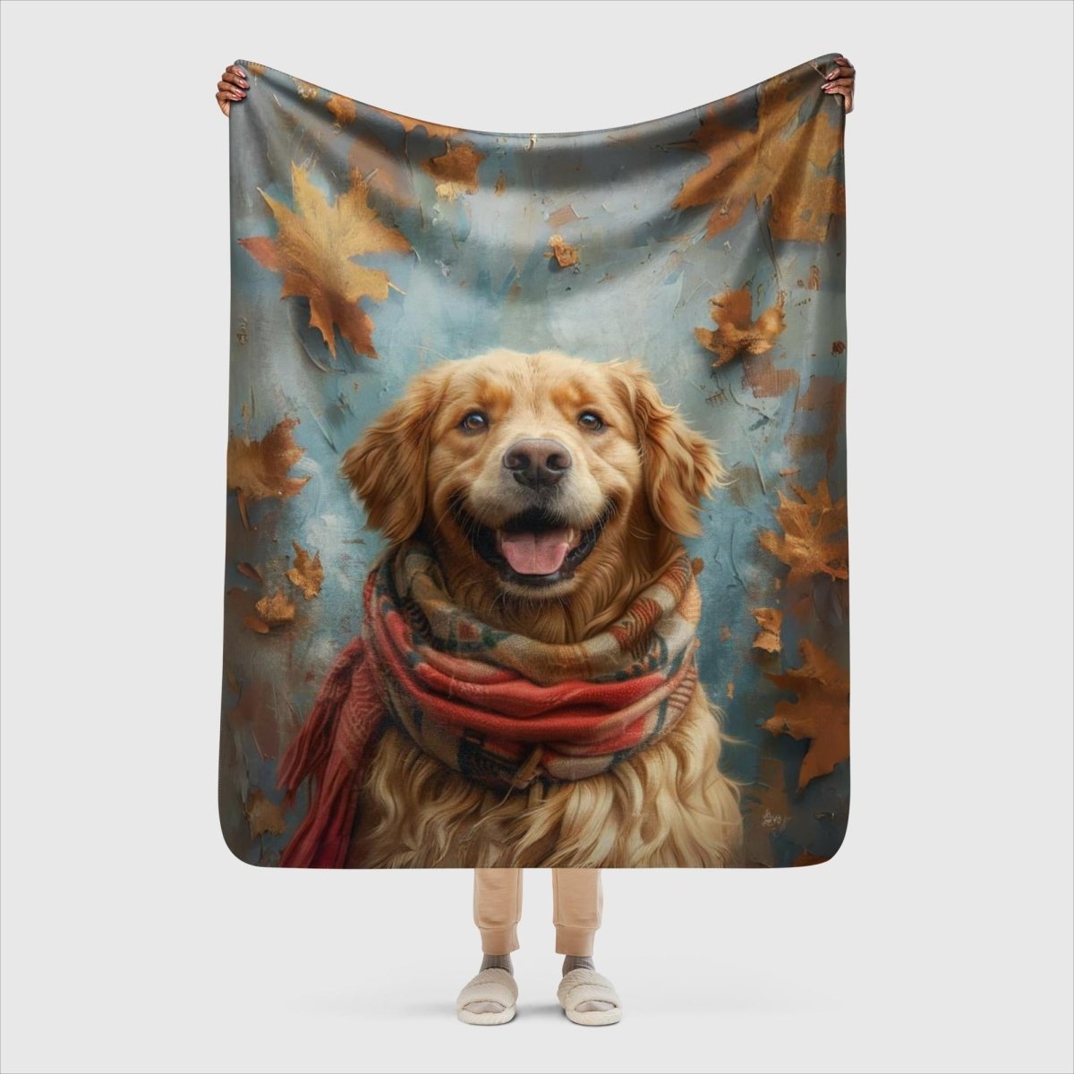 Golden Retriever Autumn Sherpa blanket - Funny Nikko