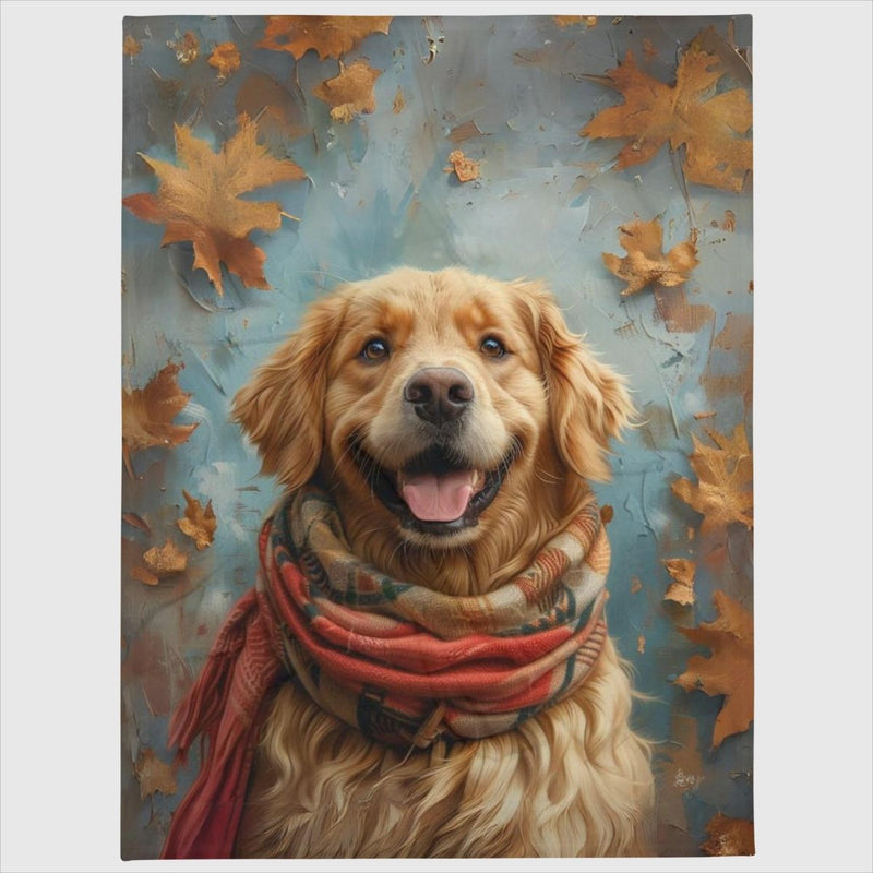 Golden Retriever Autumn Throw Blanket - Funny Nikko