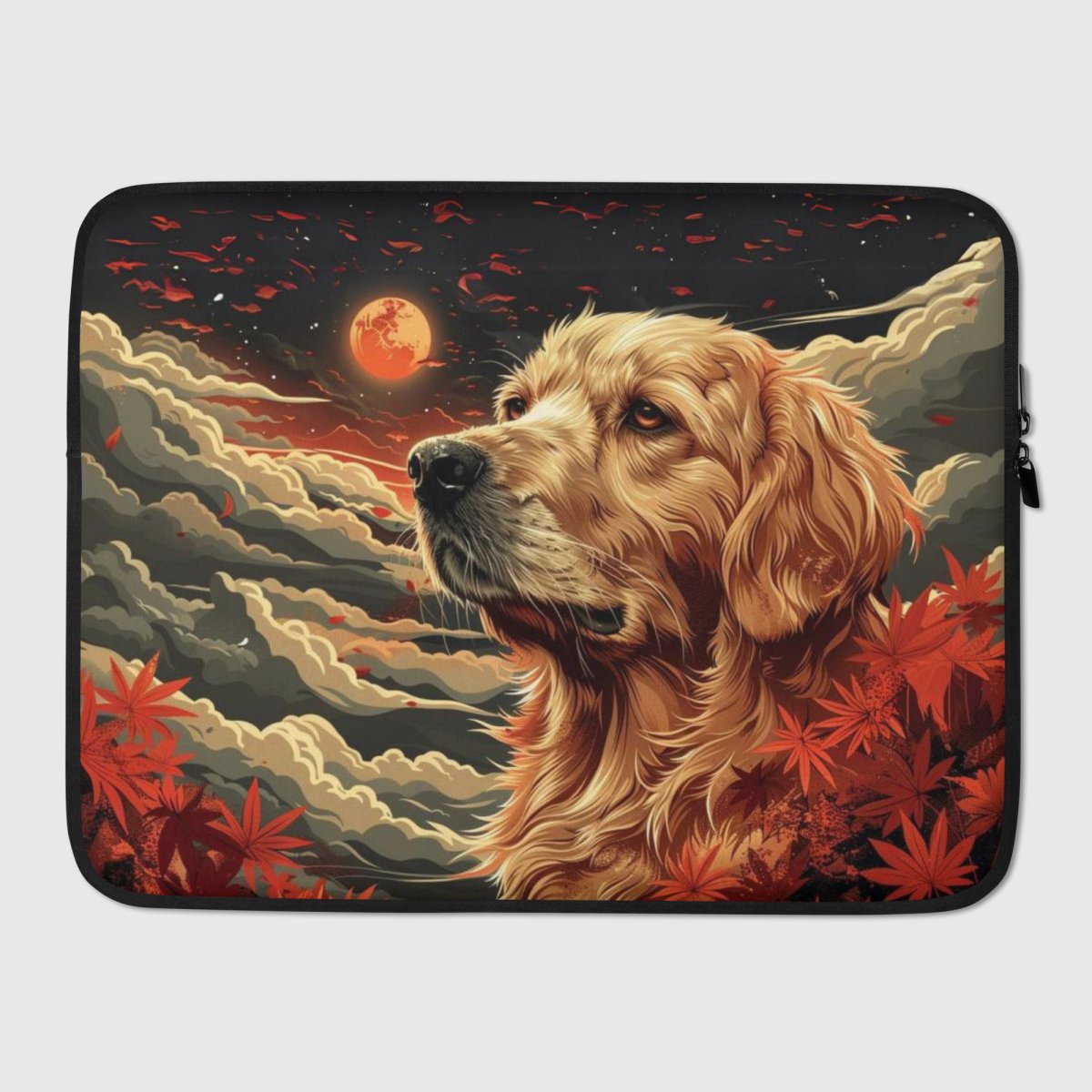 Golden Retriever in Red Laptop Sleeve - Funny Nikko