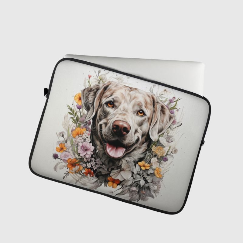 Labrador Floral Sketch Laptop Sleeve - Funny Nikko