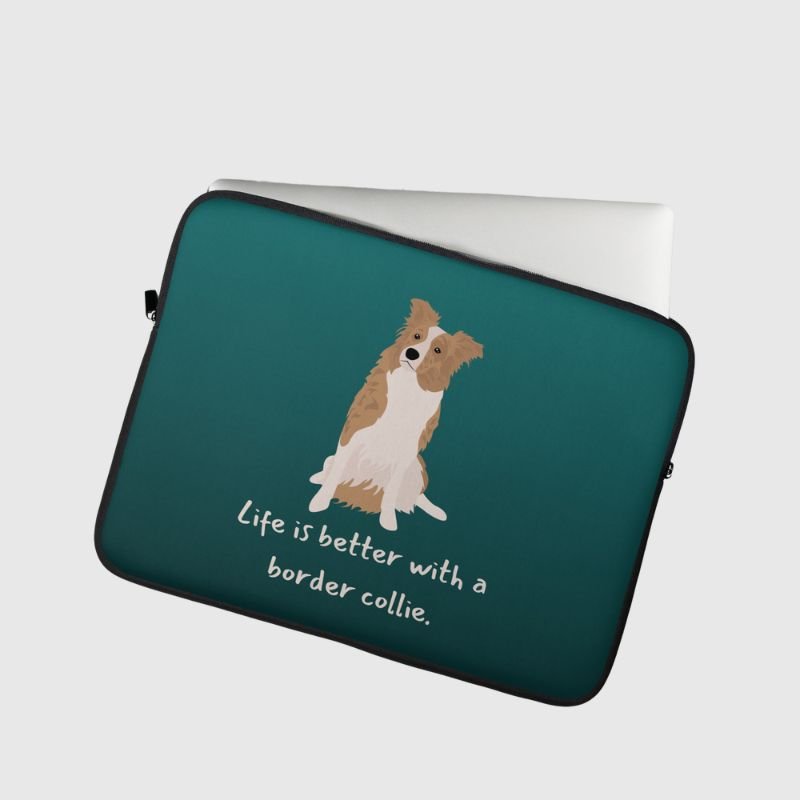 Life with Border Collie Laptop Sleeve - Funny Nikko