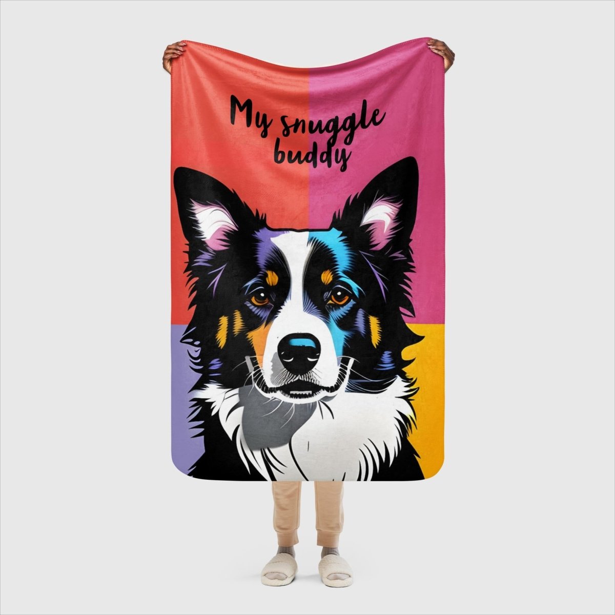 My Snuggle Border Collie Sherpa blanket - Funny Nikko
