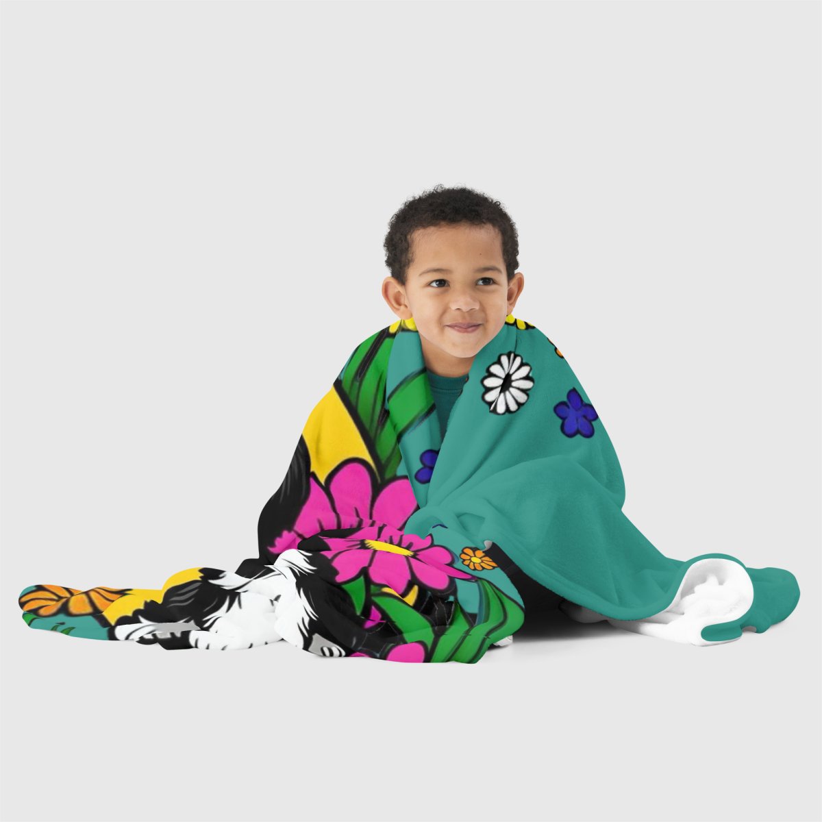 Shih Tzu in the Flower Pot Throw Green Blanket - Funny Nikko