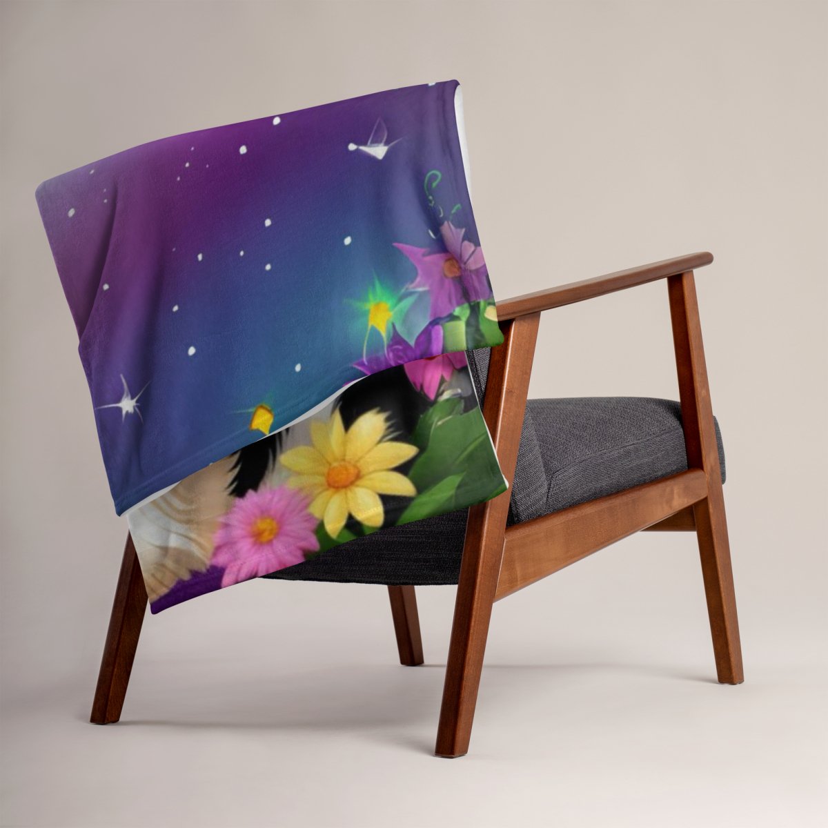 Stars & Flowers Shih Tzu Throw Blanket - Funny Nikko