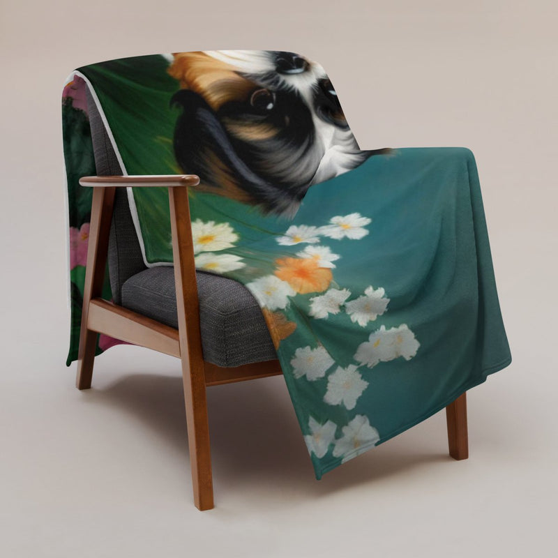 Vintage Shih Tzu Floral Throw Blanket - Funny Nikko