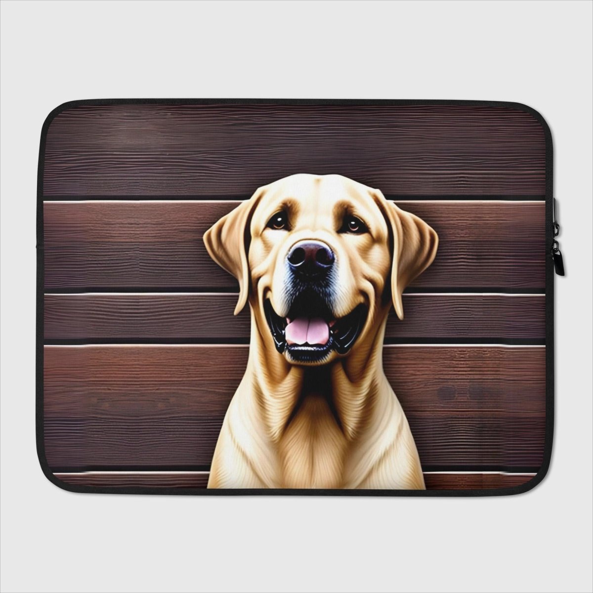White Labrador by the Fence Laptop Sleeve - Funny Nikko