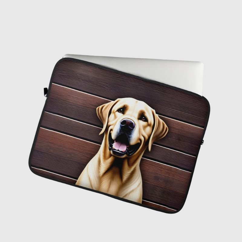 White Labrador by the Fence Laptop Sleeve - Funny Nikko