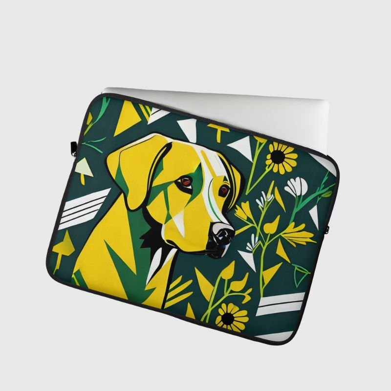 Yellow Labrador & Flowers Laptop Sleeve - Funny Nikko