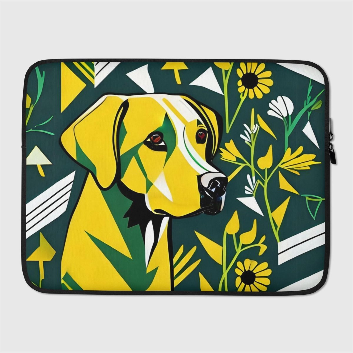 Yellow Labrador & Flowers Laptop Sleeve - Funny Nikko