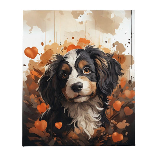 Bernedoodle Puppy Love Throw Blanket - Funny Nikko