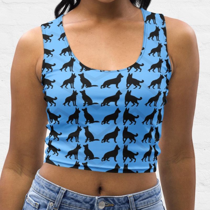 Blue Silhouette Crop Tank - Funny Nikko