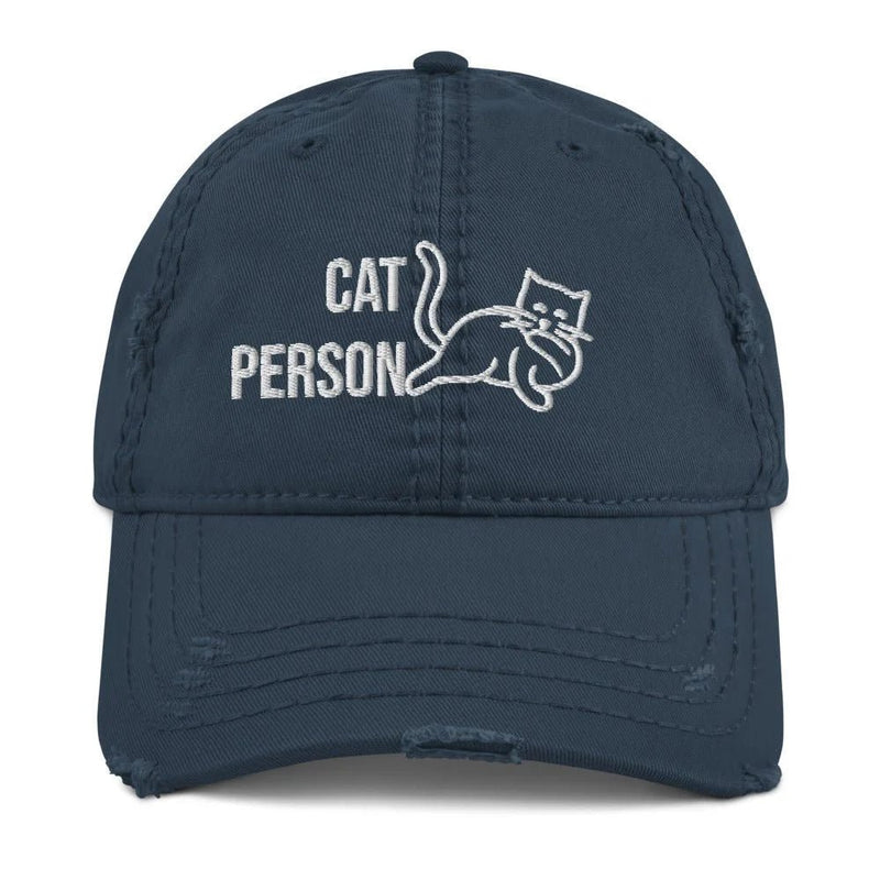 Cat Person Dad Distressed Hat - Funny Nikko