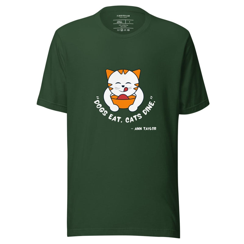 Dogs Eat. Cats Dine Staple T-Shirt - Funny Nikko