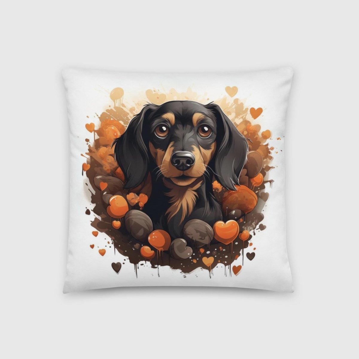 Doxie Chocolate Love Throw Pillow - Funny Nikko