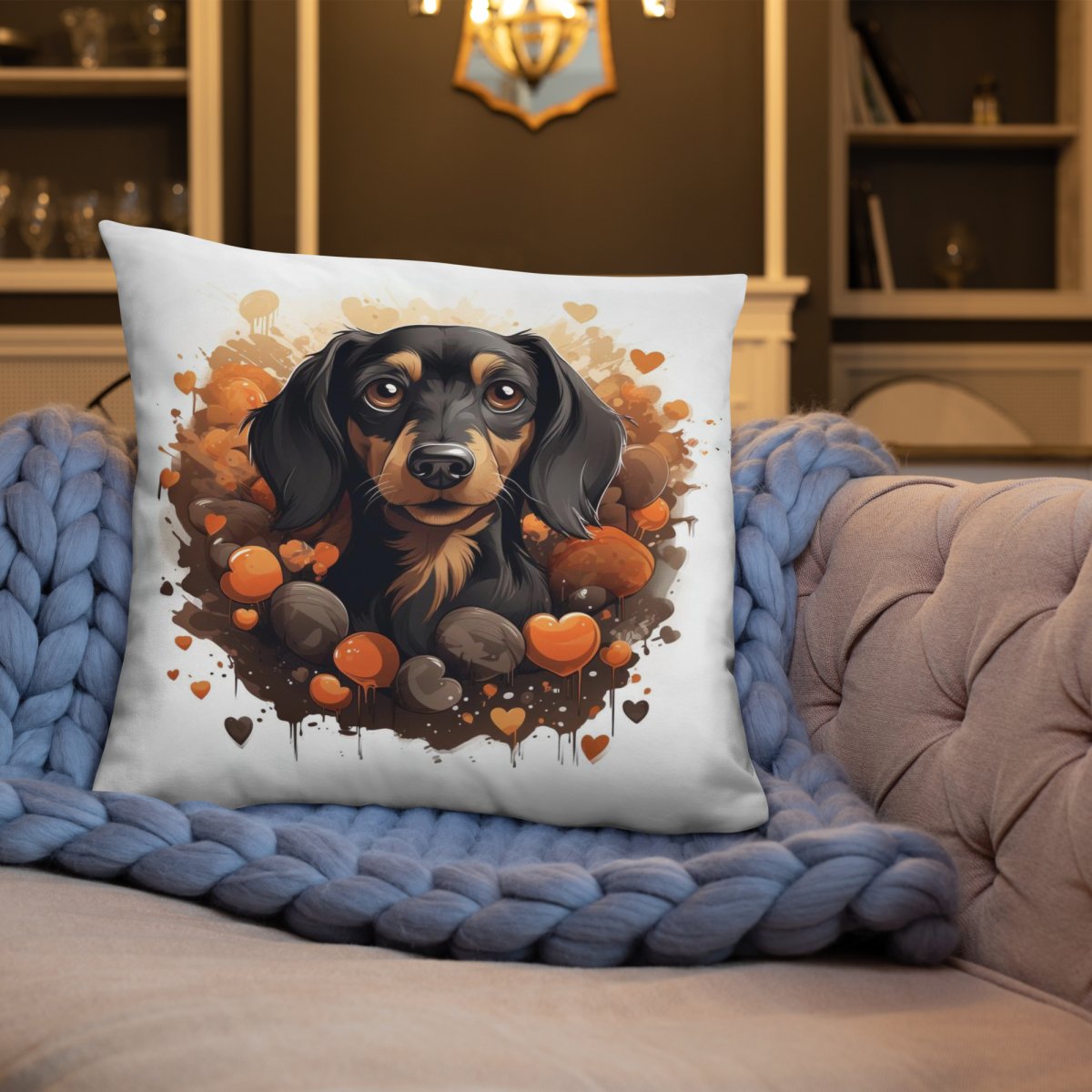 Doxie Chocolate Love Throw Pillow - Funny Nikko