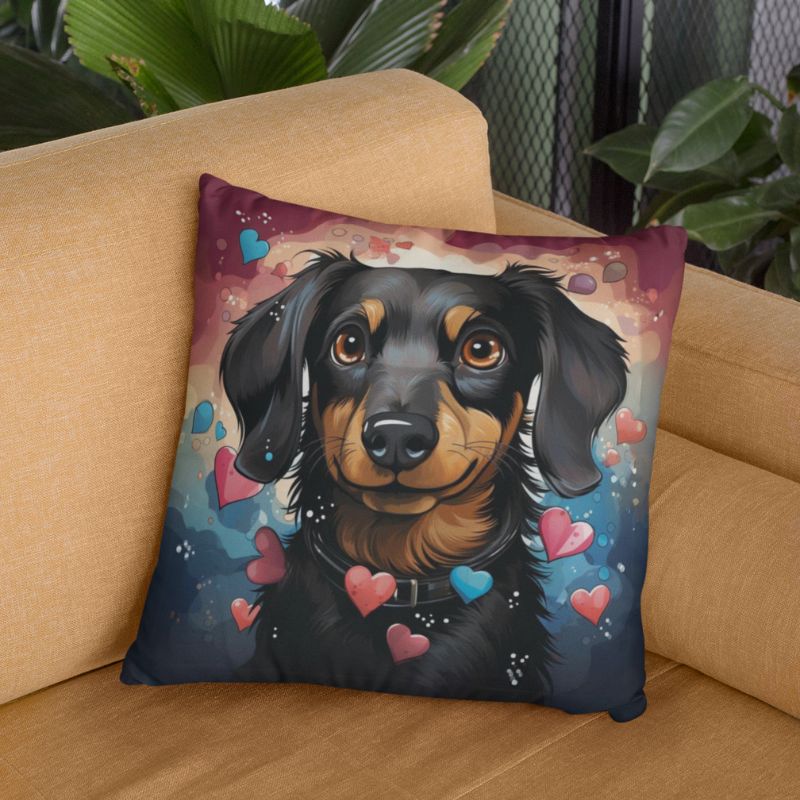 Doxie Love Cozy Throw Pillow - Funny Nikko
