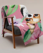 Floral Chihuahua Throw Blanket - Pink - Funny Nikko