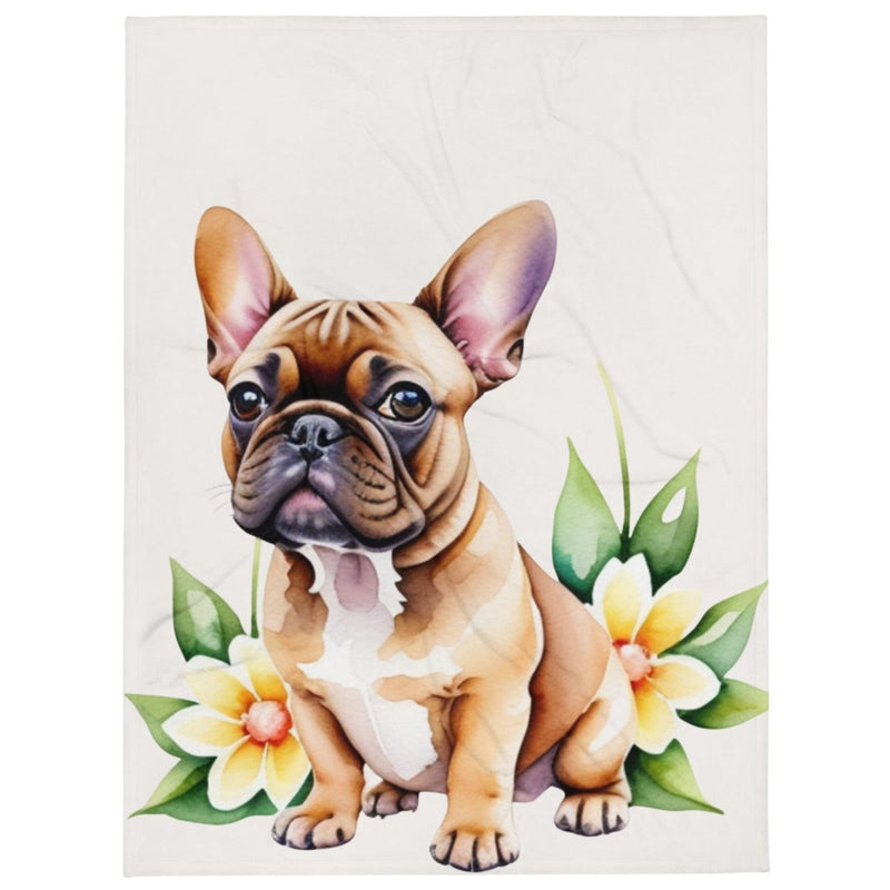 Frenchie and Flowers Throw Blanket - Funny Nikko