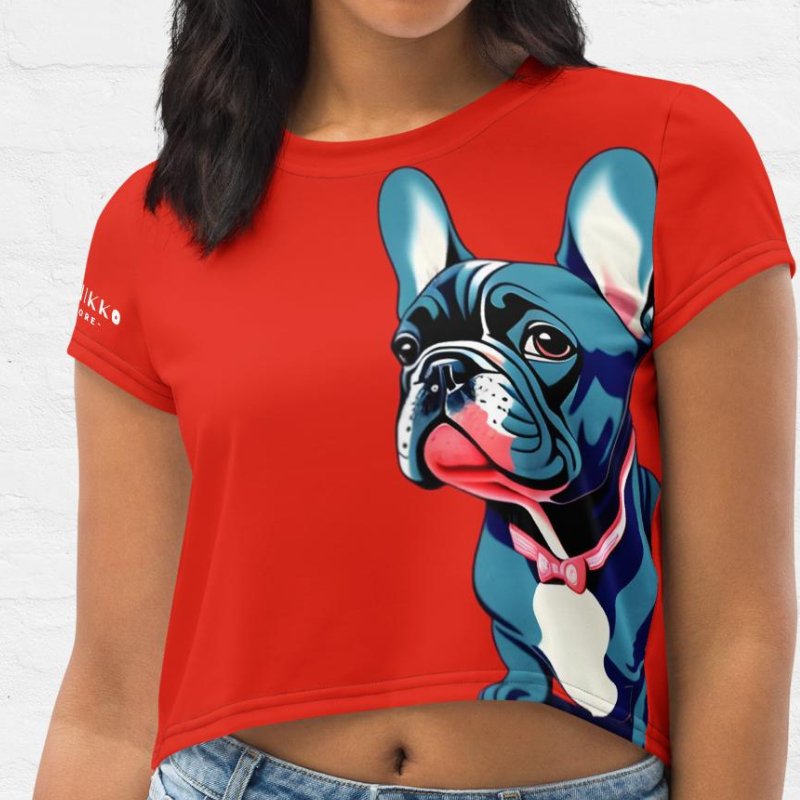 Frenchie in Red Crop Top - Funny Nikko