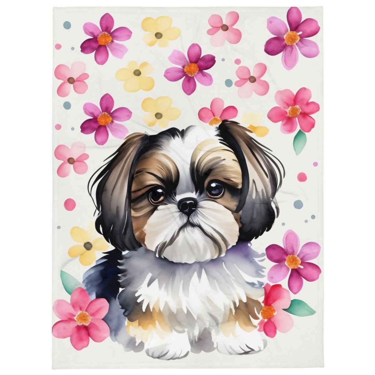 Lovely Shih Tzu Floral Throw Blanket - Funny Nikko