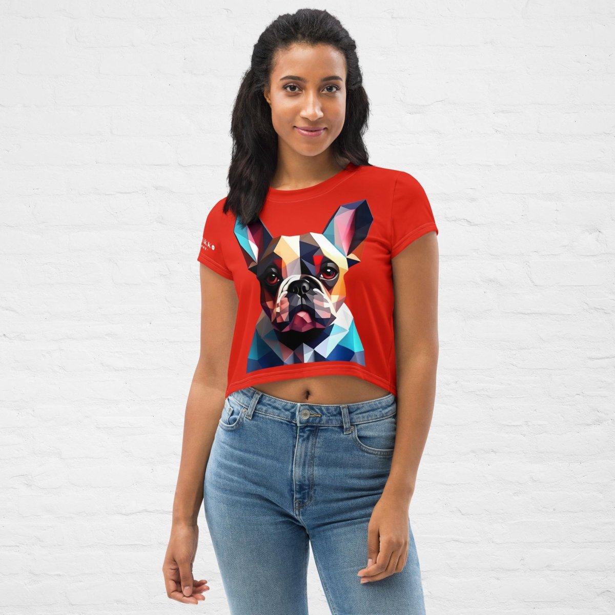 Low Poly Frenchie Crop Top - Funny Nikko