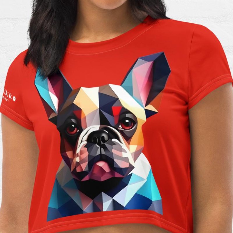 Low Poly Frenchie Crop Top - Funny Nikko