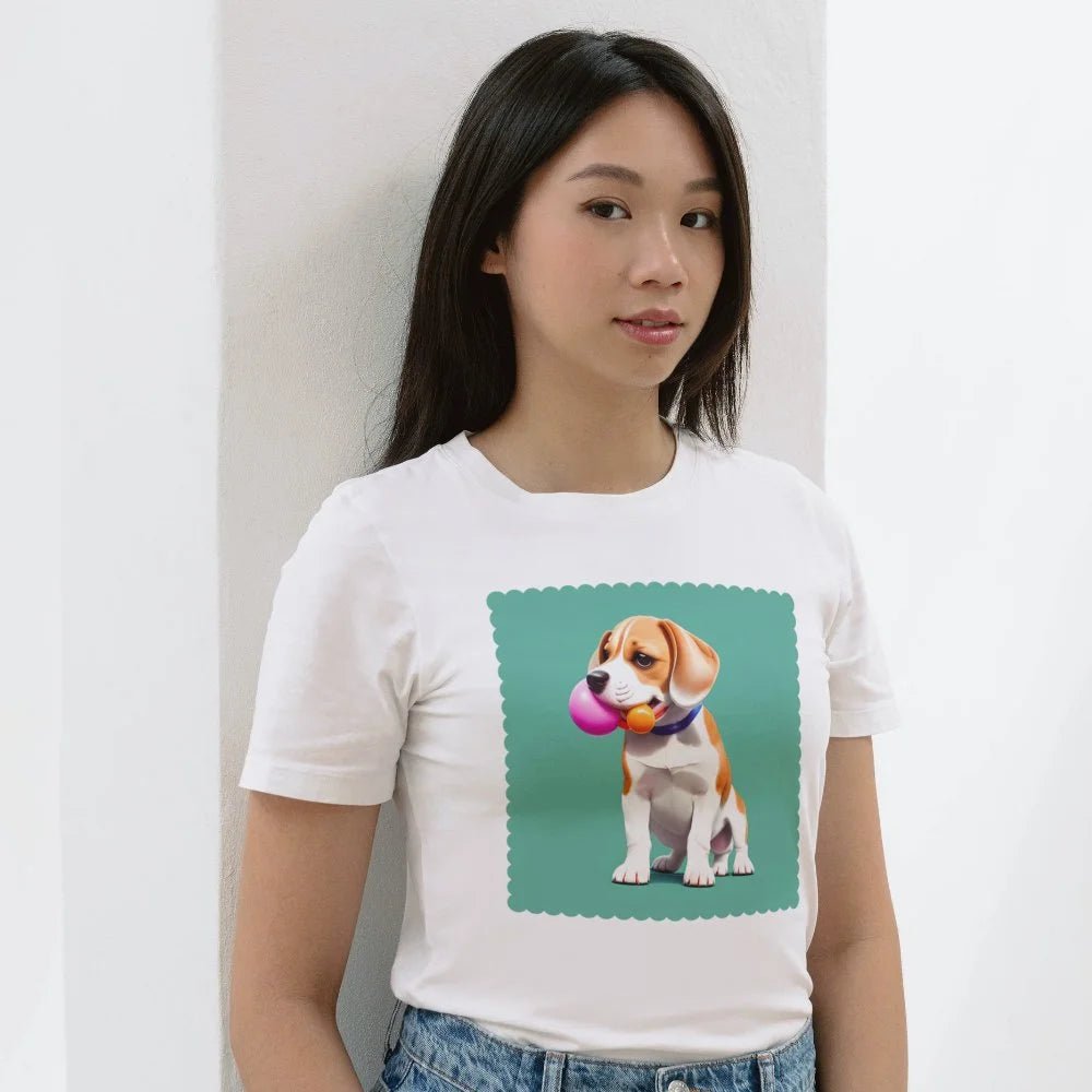 Playing Beagle Staple T-Shirt - Funny Nikko