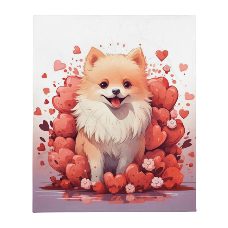 Pomeranian Heart Throw Blanket - Funny Nikko