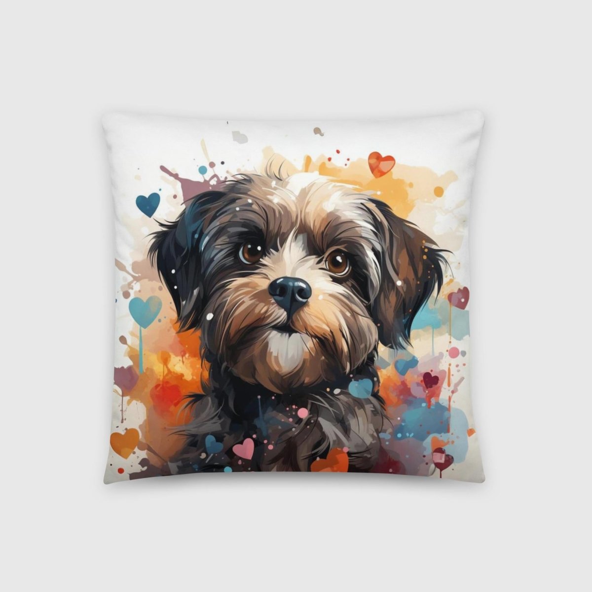 Shih Tzu Love Splashes Throw Pillow - Funny Nikko